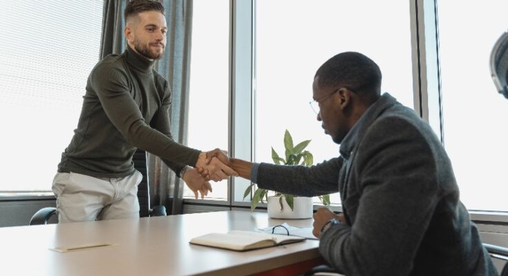 A candidate meeting a recruiter