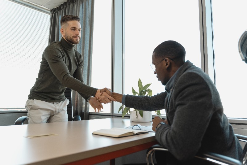 A candidate meeting a recruiter